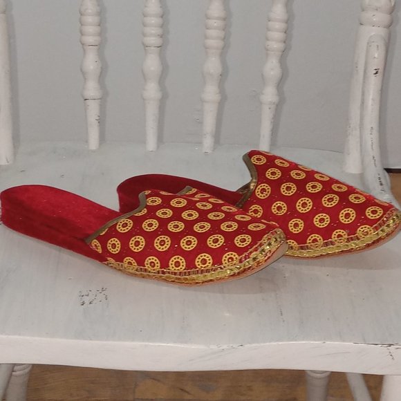 Red and Gold Napoli Velour shoe - Picture 5 of 9
